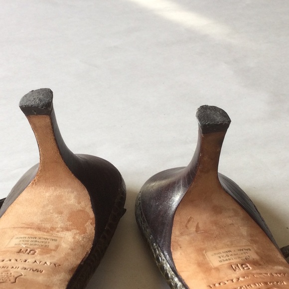 Ann Taylor Leather Faux Croc Slingback’s! Green 8! - Picture 13 of 16